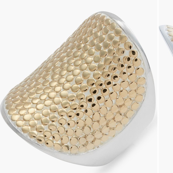 Anna Beck Classic Saddle Gold and Silver Textured Ring 8 - Picture 1 of 7